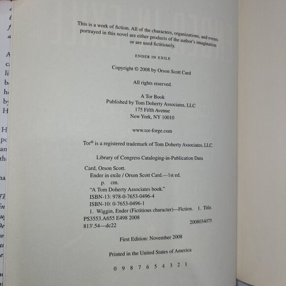 Orson Scott Card Ender in Exile Novel Hardcover Book First Edition - Picture 2 of 2